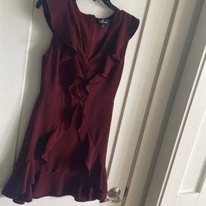 Lulus size small maroon dress with ruffles